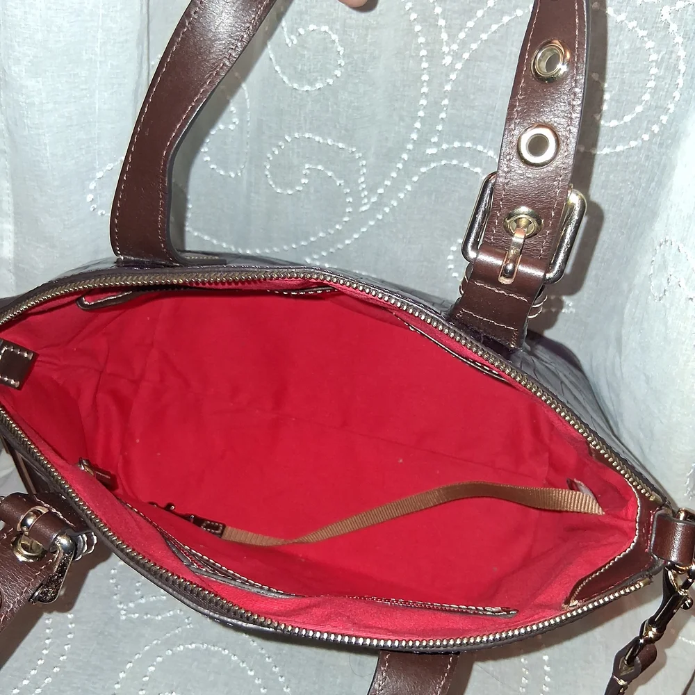 Dooney & Bourke Dark Brown Crocodile-Embossed Shoulder Bag - Picture 4 of 7